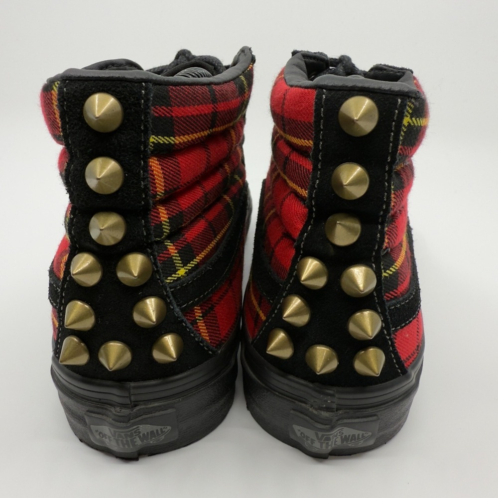 Vans Red and Black Plaid High-Top Sneakers - Picture 5 of 16